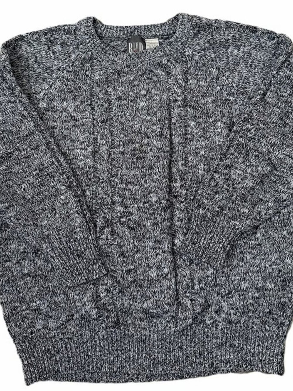 Blvd East Women's Black White Pullover Sweater 20W/40 Long Sleeve Crew Neck Knit
